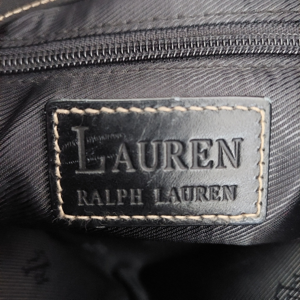 Lauren Ralph Lauren Vinyl Hand Bag Double Top Handles - Picture 2 of 16